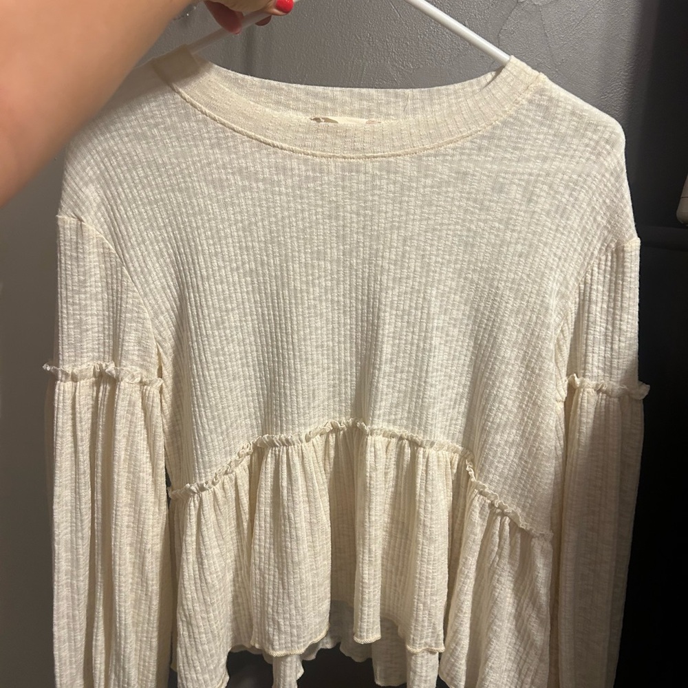 Women's Cream Ruffle Top
